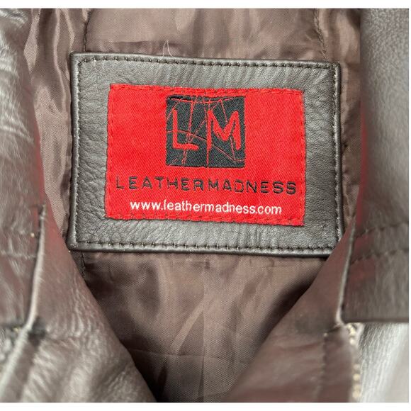 Leather Madness Brad Pitt Fight Club Button Front Leather Coat Mens Large Lined - Picture 9 of 11